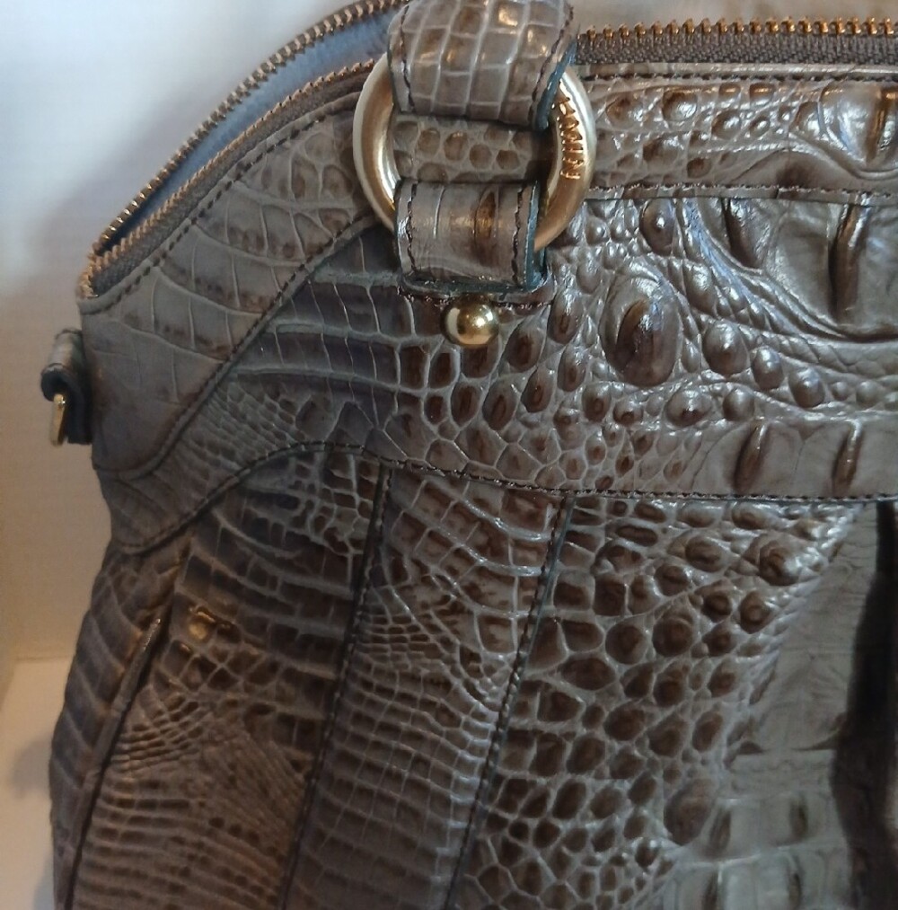 Brahmin Taupe Croc-Embossed Top-Handle Satchel - Picture 5 of 9